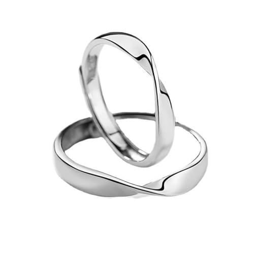 Dsnyu Eheringe 925 Silber, Hochzeitsringe Männer Möbiusband Silber Paar Partner Schmuck für Ihn Größe Verstellbar von Dsnyu