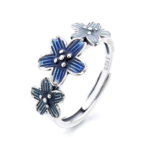 Dsnyu Eheringe 925 Silber, Verlobungsring Frau Vintage Blume Silberblau Schmuck Größe Verstellbar von Dsnyu