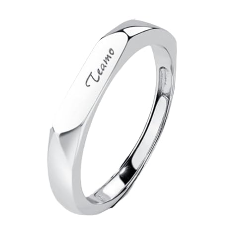 Dsnyu Eheringe 925 Sterling Silber, Promise Ring Herren Polieren des Einfachen Stils Silber Schmuck Größe Verstellbar von Dsnyu