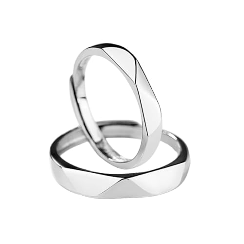 Dsnyu Eheringe 925 Sterling Silber, Promise Ring Verstellbar Rhombisch Silber Paar Partner Schmuck für Sie von Dsnyu