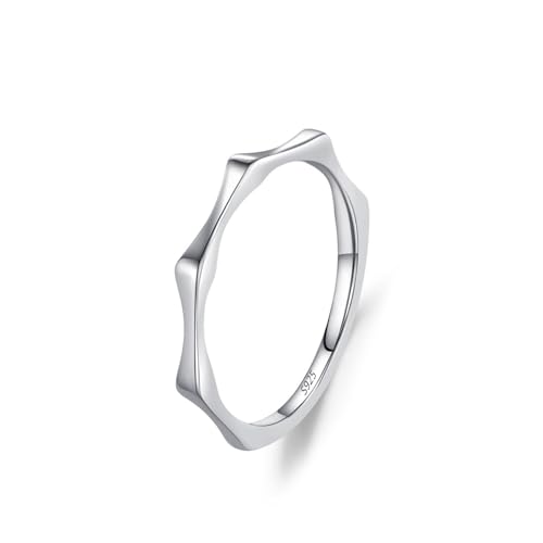 Dsnyu Eheringe 925 Sterling Silber, Verlobungsring Frau Schlichter Schlichter Bambusschmuck Silber Größe 60 (19.1) von Dsnyu