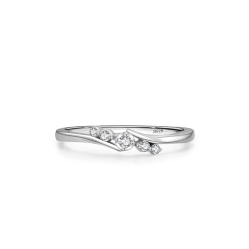 Dsnyu Eheringe 925 Sterling Silber, Verlobungsring Frauen Verflochtene Linien mit Zirkon Silber Schmuck Größe 60 (19.1) von Dsnyu