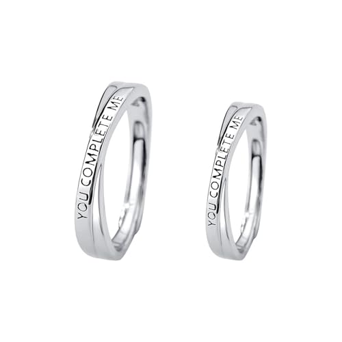 Dsnyu Eheringe Silber, Verlobungsring für Mann 999 Sterling Silber Du Vervollständigst Mich Schmuck Größe Verstellbar von Dsnyu