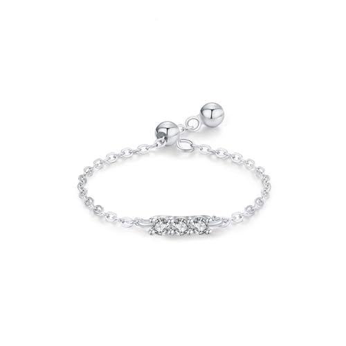 Dsnyu Eheringe Silber 925, Verlobungsring Frau Edelsteinfassung, Verstellbare Kette Zirkonia Runde Form Silber Schmuck Größe Verstellbar von Dsnyu