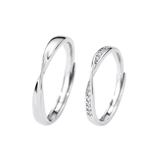 Dsnyu Eheringe Verstellbar, Sterling Silber Ring Herren 925 Möbiusband Silber Paar Partner Schmuck für Ihn von Dsnyu