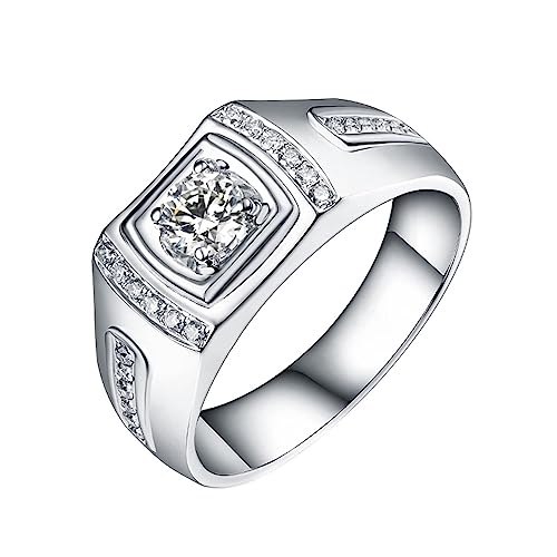 Dsnyu Eheringe Weissgold 750, Herren Ringe Retro Mode 4 Prong Labor Geschaffener Diamant 0.3ct Runde Form Trauringe Größe 60 (19.1) von Dsnyu