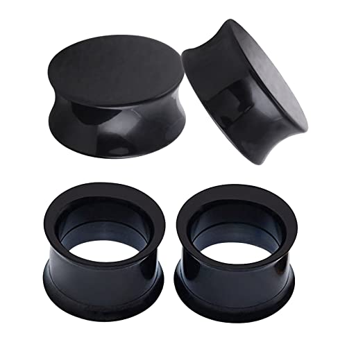Dsnyu Flesh Tunnel 12mm, Tunnel Schwarz Edelstahl Acryl Piercing Set Ohr 2 Paar Gauge Körperschmuck für Frauen Männer von Dsnyu