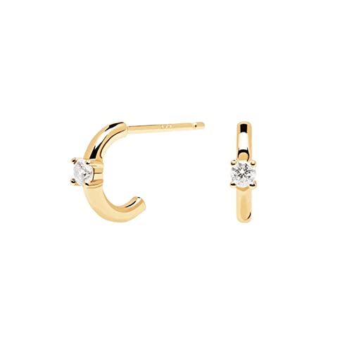 Dsnyu Frauen Ohrringe Silber, Zirkonia Ohrstecker, Einfache C Form Weiß Damen Ohrringe für Schwester Gold von Dsnyu