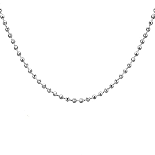 Dsnyu Freundschaftskette Jungs, 45CM Kugelkette, Silber Charm Kette Edelstahl Party Schmuck Breit 2.4MM von Dsnyu