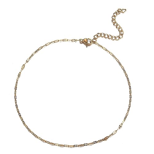 Dsnyu Fußkette 30 cm Lang, Fussketten für Frauen Edelstahl Einfache Kette Gold Fußschmuck Verstellbar von Dsnyu