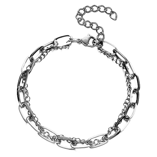Dsnyu Fussketten für Frauen Silber 30 cm, Fußkette Edelstahl Lang Doppelte Kette Fußschmuck Geschenk von Dsnyu