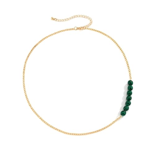 Dsnyu Gold Halskette Herren, Halskette Lang Panzerkette mit Malachit Legierung Kettenhalsketten mit Karabinerverschluss Schmuck 57cm von Dsnyu