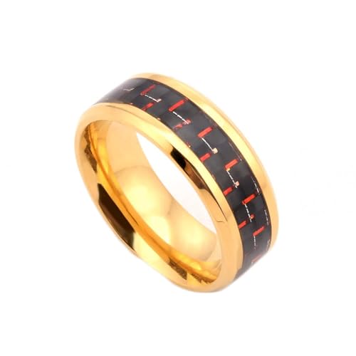 Dsnyu Gold Ring Herren, Eheringe Kohlefaser Schmuck Titan Stahl Größe 54 (17.2) Komfort Fit mit Box von Dsnyu
