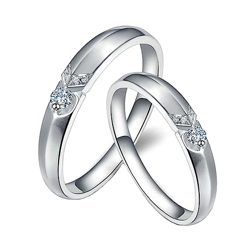 Dsnyu Gold Ringe 750, Wedding Ring Man Mode Paarring Labor Geschaffener Diamant 0.1ct Runde Brillante Form Weiß Eheringe 18K Weißgold von Dsnyu