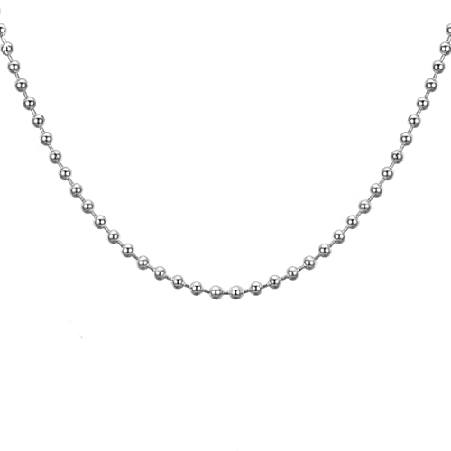 Dsnyu Halskette Männer, 90CM Kugelkette, Silber Ketten aus Edelstahl Klassik Schmuck Breit 2.4MM von Dsnyu