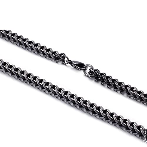 Dsnyu Halskette Partnerin, 76CM Schmuck Kette, Schwarz Edelstahlketten Klassik Schmuck Breit 4MM von Dsnyu