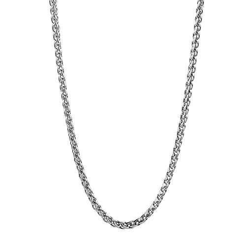 Dsnyu Halskette für Mädchen, 56CM Weizen Kette, Silber Ketten Edelstahl für Party Breit 4MM von Dsnyu