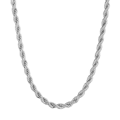 Dsnyu Herren Halskette, 50CM Pärchen Kette, Silber Edelstahlkette Klassik Schmuck Breit 3MM von Dsnyu