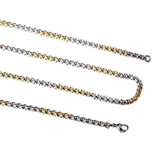 Dsnyu Herren Halsketten, 50CM Belcher Halskette, Silber Gold Kette Edelstahl zum Jubiläum Breit 3MM von Dsnyu