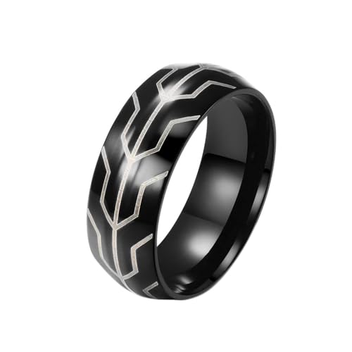 Dsnyu Herren Ring 60, Engagement Ring Black Geometrisch Schmuck 8mm Breit Edelstahl Cool Jahrestag Geschenk von Dsnyu