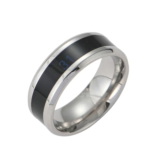 Dsnyu Herren Ringe Titan, Ring Mann Verlobung Silber Temperaturgesteuerte Ringe Schmuck Größe 62 (19.7) Komfort Fit mit Box von Dsnyu