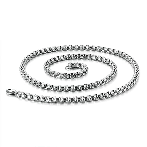 Dsnyu Herrenkette, 55CM Paarchenkette, Silber Halskette Edelstahl zum Valentinstag Breit 4MM von Dsnyu