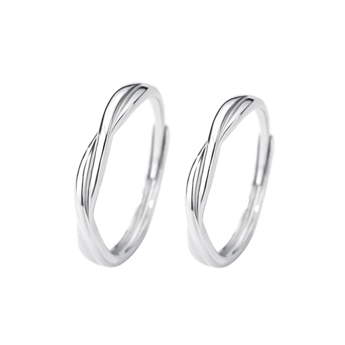 Dsnyu Hochzeitsringe Silber, Eheringe Herren 999 Sterling Silber Linien Kreuzen Schmuck Größe Verstellbar von Dsnyu