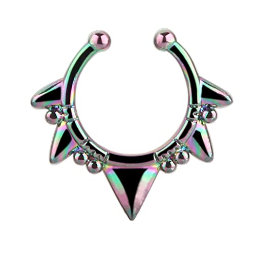 Dsnyu Hoop Piercing Nostril Ring, Herren Damen Piercing Nasenring, Bunt Modisch Edelstahl Fake Septum Nase Ohr Piercing Ring C-Form Punk Stil von Dsnyu