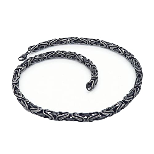 Dsnyu Ketten für Männer, 50CM Byzantinische Kette Halskette, Schwarz Grau Charm Kette Edelstahl zum Valentinstag Breit 6MM von Dsnyu