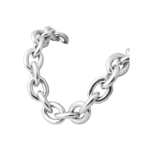 Dsnyu Ketten für Männer, 60CM Charm Kette Lang, Silber Edelstahl Halsketten Party Schmuck Breit 15MM von Dsnyu
