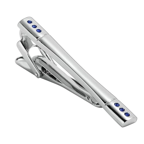 Dsnyu Krawattenklammer Blau, Krawattennadel Vintage Rechteck Zirkonia Edelstahl Hemd Anzug Herren Schmuck für Geburtstag Hochzeit von Dsnyu