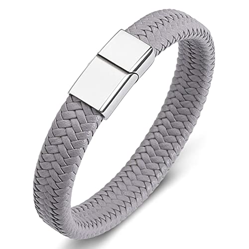 Dsnyu Lederarmbänder Paare, Grau Lederarmband Paare mit Magnet Verschluss, 20CM Einfacher Stil Herrenarmband Vintage Klassik Schmuck Dsnyu Lederarmbänder Paare, Grau Lederarmband Paare mit Magnet Verschluss, 20CM Einfacher Stil Herrenarmband Vintage Klassik Schmuck von Dsnyu