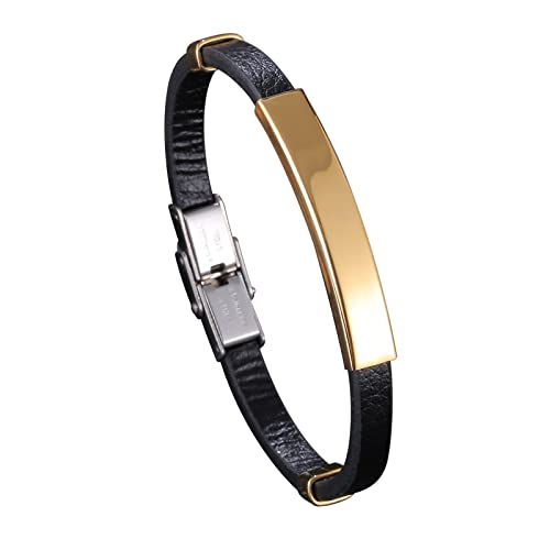 Dsnyu Männer Armband, Gold Armband Leder Junge, 16.5CM Einfacher Stil Herrenarmband Vintage Klassik Schmuck von Dsnyu