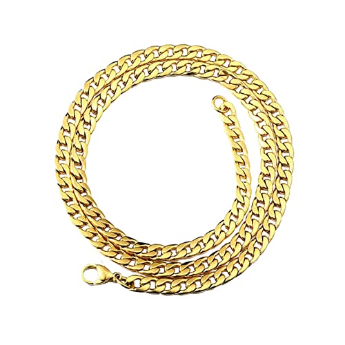 Dsnyu Männer Ketten, 50CM Partner Kette, Gold Edelstahl Kette Klassik Schmuck Breit 5MM von Dsnyu