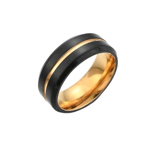 Dsnyu Männer Ringe Retro, Eheringe Gold Zweifarbiger, Mattierter Ring Schmuck Edelstahl Größe 54 (17.2) Cool Jahrestag Geschenk von Dsnyu