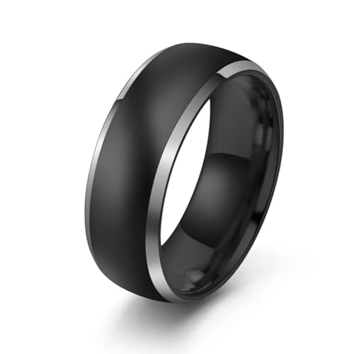 Dsnyu Männer Ringe Schwarz, Männer Ringe Einfach Schmuck 8mm Breit Wolfram Größe 57 (18.1) Cool Jahrestag Geschenk von Dsnyu