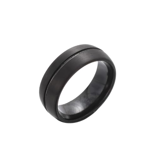 Dsnyu Männer Ringe Schwarz, Verlobungsring Matt Schmuck 8mm Breit Wolfram Stahl Größe 52 (16.6) Komfort Fit mit Box von Dsnyu