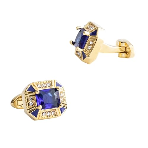 Dsnyu Manchettenknoepfe Herren Gold, Manschettenknöpfe Retro Rechteck Zirkonia Hemd Anzug Schmuck mit Geschenkbox von Dsnyu