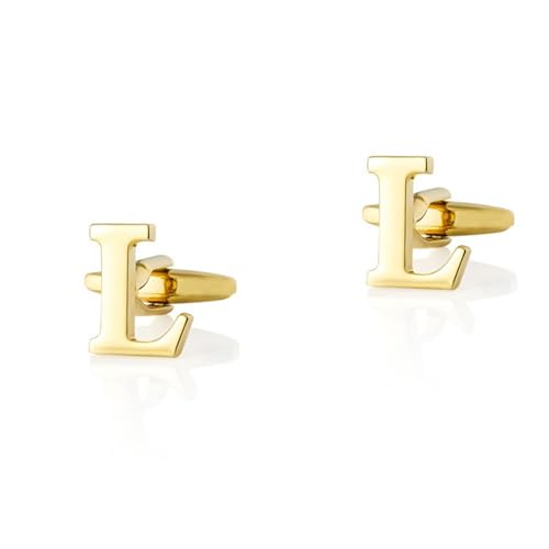 Dsnyu Manchettenknoepfe Herren Initialen, Cufflinks for Men Gold Buchstabe L Hemd Anzug Schmuck für Geburtstag Hochzeit von Dsnyu