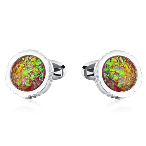 Dsnyu Manchettenknoepfe Herren Rosa, Manchettenknoepfe Herren Hochzeit Runde Spiralspitze Edelstahl Hemd Anzug Schmuck für Geburtstag von Dsnyu