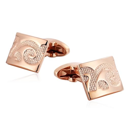 Dsnyu Manchettenknoepfe Herren Rosegold, Manschettenknöpfe Herren Vintage Quadratisches Totem Edelstahl Hemd Anzug Schmuck mit Geschenkbox von Dsnyu