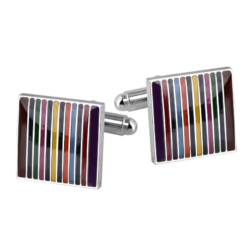 Dsnyu Manchettenknoepfe Herren Set, Manschettenknöpfe Retro Farbe Quadratische Streifen Multicolor Hemd Anzug Schmuck mit Geschenkbox Dsnyu Manchettenknoepfe Herren Set, Manschettenknöpfe Retro Farbe Quadratische Streifen Multicolor Hemd Anzug Schmuck mit Geschenkbox von Dsnyu