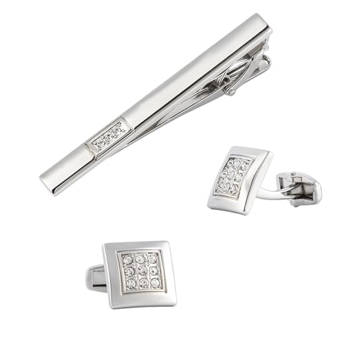 Dsnyu Manchettenknoepfe Herren Silber, Manschettenknöpfe Edelstein Geometrisch Zirkonia Runde Form Hemd Anzug Schmuck mit Geschenkbox von Dsnyu
