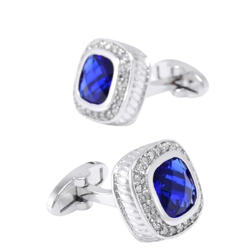 Dsnyu Manschettenknöpfe Blau Herren, Cufflinks Set for Men Geometrische Form des Heiligenscheins Zirkonia Quadratische Form Hemd Anzug Schmuck mit Geschenkbox von Dsnyu