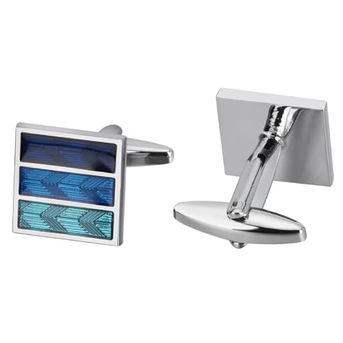 Dsnyu Manschettenknöpfe Blau Herren, Manschettenknöpfe Retro Streifen Hemd Anzug Schmuck mit Geschenkbox Dsnyu Manschettenknöpfe Blau Herren, Manschettenknöpfe Retro Streifen Hemd Anzug Schmuck mit Geschenkbox von Dsnyu
