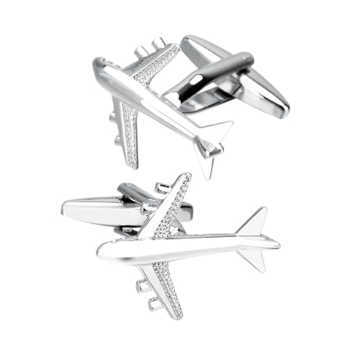 Dsnyu Manschettenknöpfe Flugzeug, Silber Manschettenknöpfe Hemd Anzug Herren Schmuck mit Geschenkbox von Dsnyu