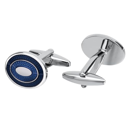 Dsnyu Manschettenknöpfe Herren Blau, Cufflinks Shirt Ovale Linien Hemd Anzug Schmuck mit Geschenkbox von Dsnyu