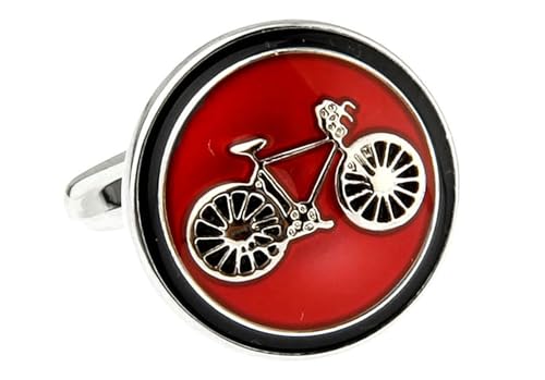 Dsnyu Manschettenknöpfe Herren Edel, Manschettenknöpfe Rot Fahrrad Hemd Anzug Schmuck für Geburtstag Hochzeit von Dsnyu