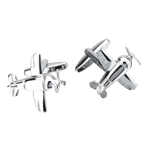 Dsnyu Manschettenknöpfe Herren Flugzeug, Manschettenknöpfe Silber Hemd Anzug Schmuck mit Geschenkbox von Dsnyu