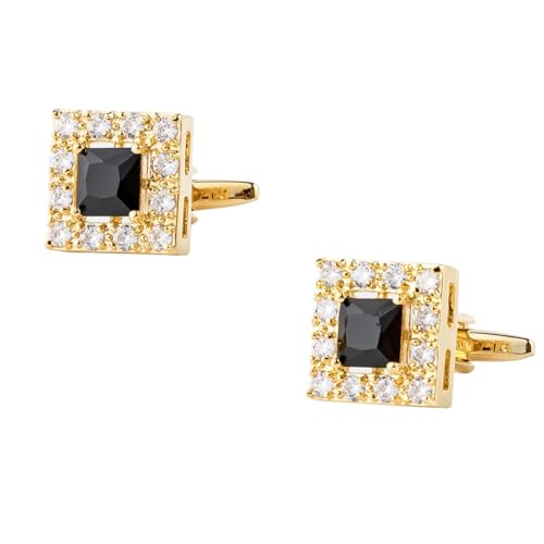 Dsnyu Manschettenknöpfe Herren Kupfer, Manschettenknöpfe Gold Quadratische Form Zirkonia Hemd Anzug Schmuck mit Geschenkbox von Dsnyu